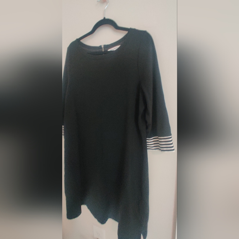 Tommy Bahama Black A-line Dress with Striped Sleeves Sz XL - Picture 6 of 6